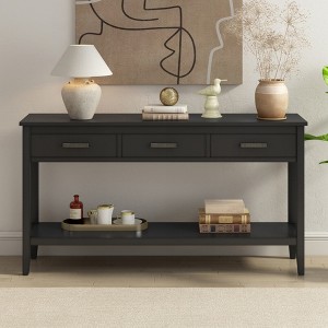 KIGFTSOD Contemporary 3-Drawer Console Table with 1 Shelf, Entrance Table for Entryway, Hallway, Living Room, Foyer, Corridor - 1 of 4