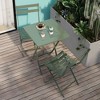VYNXARIA 3 Piece Patio Bistro Set of Foldable SquareTable and Chairs, Dark Greem - 3 of 4