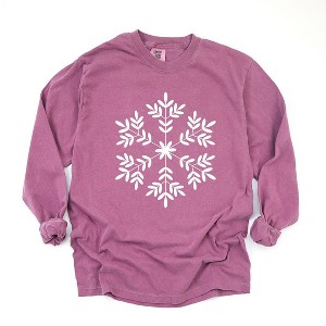 Simply Sage Market Women's Giant Snowflake Long Sleeve Garment Dyed Tee - 1 of 4