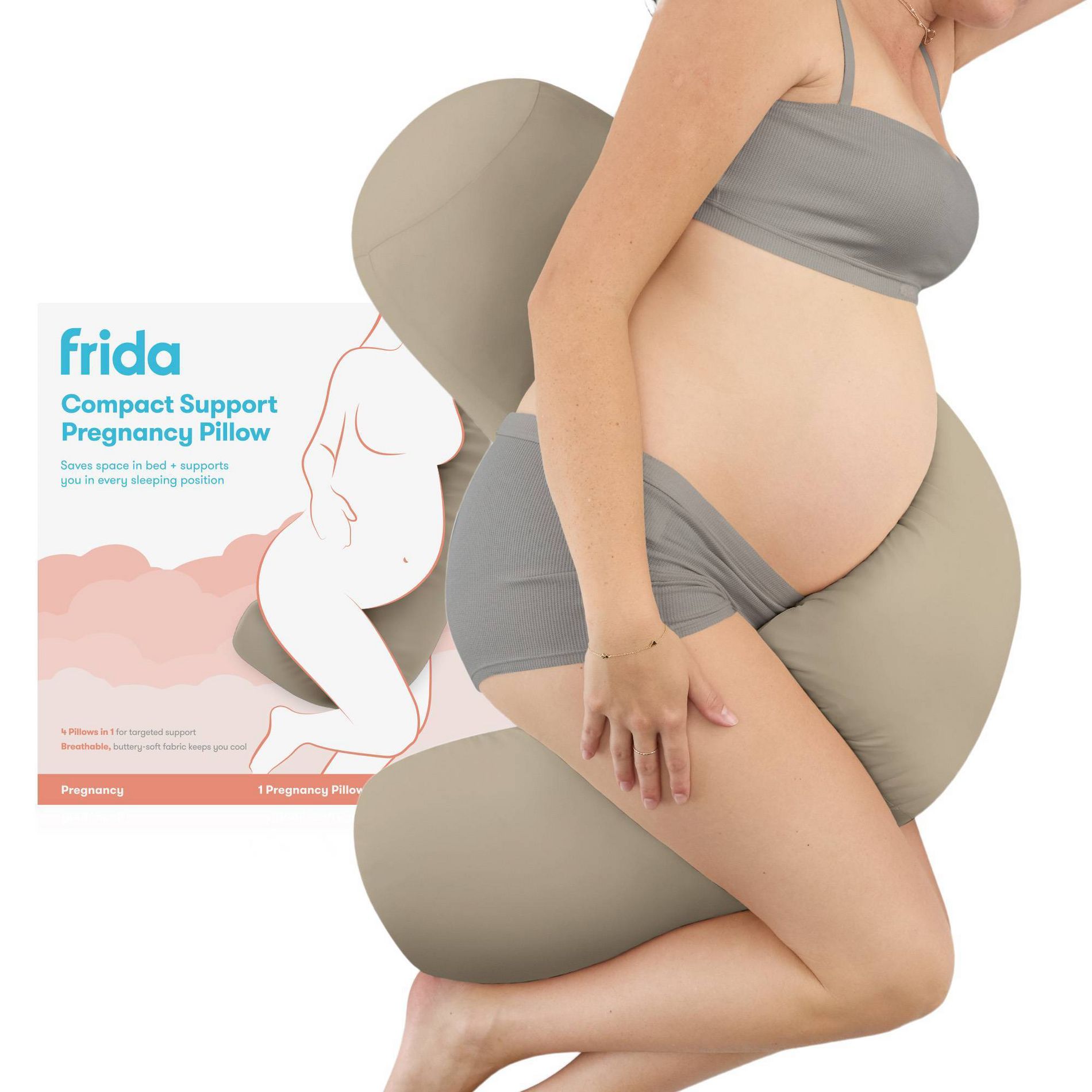 Frida Mom Compact Support 4-in-1 Pregnancy Pillow - Taupe