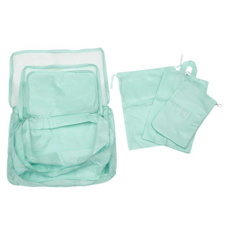 Unique Bargains Portable Packing Cube Set Light Blue 7 Pcs