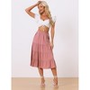 INSPIRE CHIC Women's Midi Solid Elastic Waist Flare Tiered A-Line Skirt with Pockets - 2 of 4