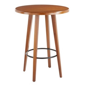 Ahoy Mid-Century Modern Counter Height Table Walnut - LumiSource: Round, Tapered Legs, Black Footrest - 1 of 4