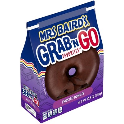 Mrs Baird's Grab 'n Go Favorites Frosted Donuts, 10.5 oz, Chocolate Donuts, Bag, Pack of 4