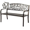 Tangkula Antique Metal Garden Bench Patio Park Outdoor w/ Armrest Welcome Pattern - 4 of 4