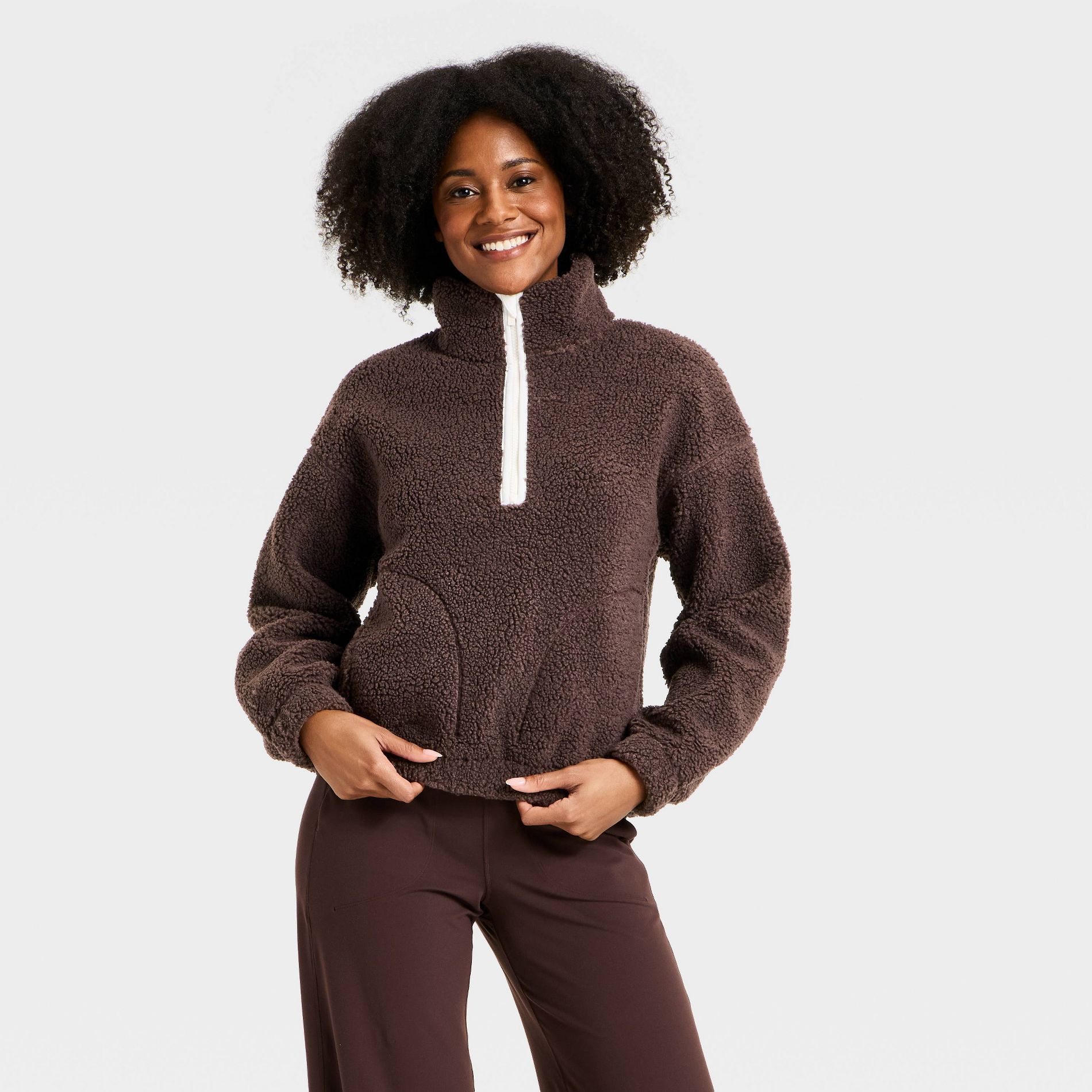 Women's High Pile Fleece 1/2 Zip Pullover Jacket - All In Motion™