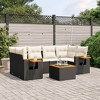 vidaXL 7 Piece Patio Sofa Set with Cushions Black Poly Rattan - Black and Cream - 2 of 4