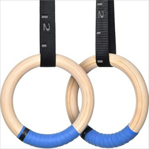 Wooden Gymnastic Rings for Home Gym, with Scale-Stamped Non-Slip Straps for Full Body Training 1.25" (28MM) Rings & Straps one size - 1 of 4