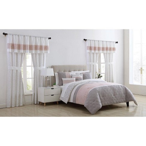 Vcny Home Cordelia Embroidered Bed In A Bag Comforter Set Grey