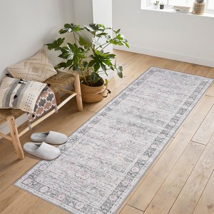 Vintage Style Area Rugs - Non-Slip Reversible Machine Washable Rug, Soft Boho Rug for Living Room Bedroom - 1 of 4