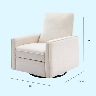 Cream Eco-Weave Swivel Recliner with Wood Base