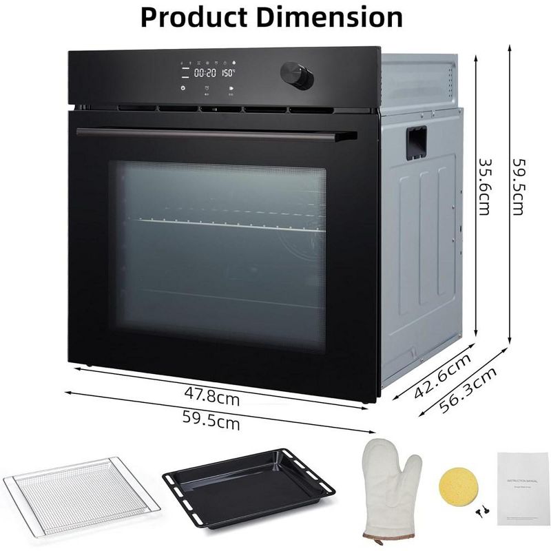 24" Electric Single Wall Oven 2.5CF Convection Oven With Air Frying & Baking Modes, 2 of 8