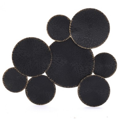 LuxenHome Abstract Black with Gold 43" Wide Metal Wall Art Decor Wall Art Home Decor Ornament Decoration