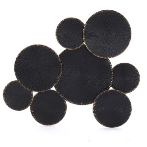 LuxenHome Abstract Black with Gold 43" Wide Metal Wall Art Decor Wall Art Home Decor Ornament Decoration - 1 of 4