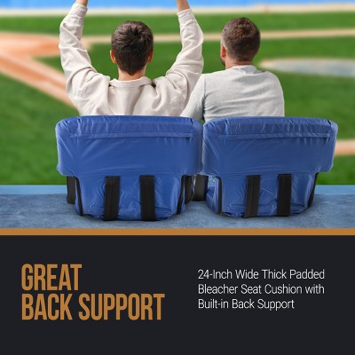 Blue Wide Stadium Seat Chair with Padded Back Support and Armrests