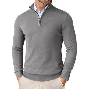 COOFANDY Men's Quarter Zip Up Sweaters Slim Fit Lightweight Mock Neck Pullover Casual Polo Sweaters - 1 of 4