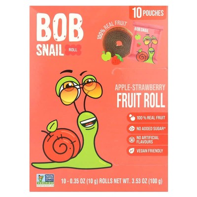 Bob Snail, Fruit Rolls, Apple-Strawberry, 10 Pouches, 0.35 oz