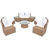 Outdoor Sofa Set, PE Wicker Sofa With Cushions, Sectional Sofa Set for Free Combination, Multifunctional Table and Stools-Coolbibila - 3 of 4