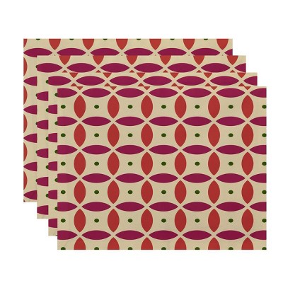 4pk Geometric Placemats Orange - e by design