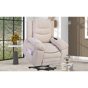 Grungis Linen Lift Massage Chairs for Elderly,Recliner Chairs with 8-Point Vibration Massage and Lumbar Heating for Living Room - 1 of 4