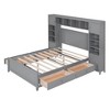 Full Size Wooden Bed With All-in-One Cabinet and Shelf Gray - 4 of 4