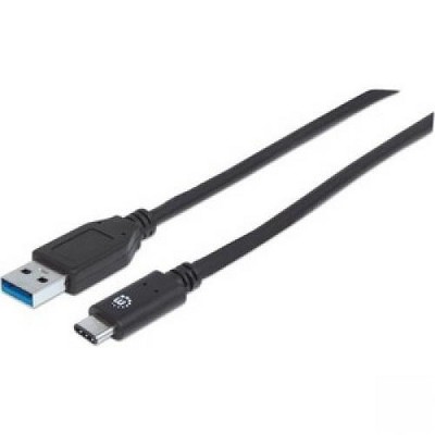 Manhattan SuperSpeed+ USB 3.1 Gen2 A Male to C Male Device Cable, 10 Gbps, 3 ft, Black - USB - 1.25 GB/s - 3 ft - 1 x Type A Male USB