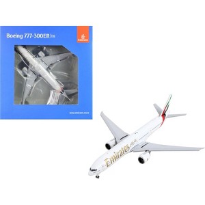 Boeing 777-300ER Commercial Aircraft with Flaps Down White with Tail Stripes 1/400 Diecast Model Airplane by GeminiJets - 1 of 4