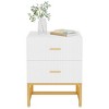 Resenkos 2-Drawer Nightstand, Large White Gold Bed Side Table, Modern Wide End Table Table for Living Room, Wood Metal Tall Night Stands - 3 of 4