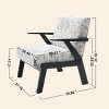 Modern Solid Wood Accent Arm Chairs with Embroidered Fabric, Comfortable Lounge Chair for Bedroom or Living Room – The Pop Home - 4 of 4