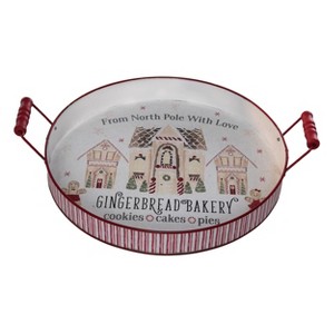 Transpac Metal Gingerbread Tray for Christmas Serving and Decoration Multicolor Design Hand Wash Only Unique Holiday Gift - 1 of 1