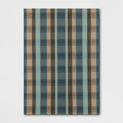 5'x7' Vertical Stripes Outdoor Area Rug Blue - Threshold™