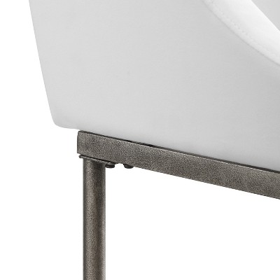 Silver Swivel Metal Counter Stool with White Performance Fabric