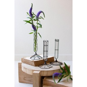 Handcrafted Glass Bud Vases with Wire Wrap – 8" Tall Decorative Set by Kalalou - 1 of 3