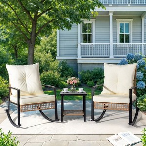 Karl Home Patio 3-Piece Wicker Rocking Conversation Set - 1 of 4
