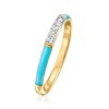 Ross-Simons Turquoise Enamel Ring With Diamond Accents in 18kt Gold Over Sterling - 3 of 4