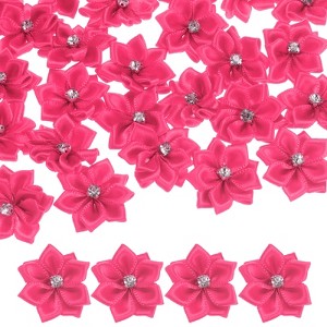 Unique Bargains Artificial Satin Durable Flexible Decorative Mini Ribbon Flowers with Rhinestones 1.2 Inch 100 Pcs - 1 of 4