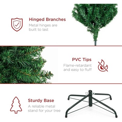 6-Foot Green Hinged Artificial Christmas Pine Tree with Metal Base