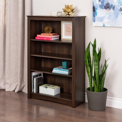 Espresso Adjustable 4-Shelf Deluxe Wood Bookcase