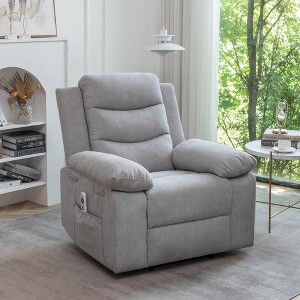 Power Velvet Recliner Chair with Adjustable Massage Function, One Side Pockets, Heating System - 1 of 4