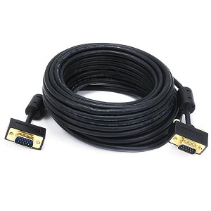Monoprice Ultra Slim SVGA Super VGA Male to Male Monitor Cable - 35 Feet With Ferrites | 30/32AWG, Gold Plated Connector - 1 of 4