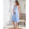 Women's Maternity Sleeveless Smocked Dress Summer Casual Spaghetti Strap Maxi Dress For Photoshoot And Baby Shower - 3 of 4