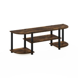 Furinno Wide TV Stand Entertainment Center for TV's up to 55" with Open Bookcases Shelves Amber Pine/Black - 1 of 4