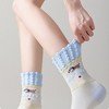 Anna-Kaci Women's 2-Pair Ruffle Cuff Crew Socks with Knit Fabric Playful Character Pattern and Stretch Fit - 2 of 4
