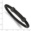 Black Bow Jewelry Black Plated Stainless Steel & Black Leather Bar Bracelet, 8.25 Inch - 4 of 4