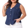 Agnes Orinda Women's Plus Size V Neck Button Down Sleeveless Utility Jean Denim Vests - 2 of 4