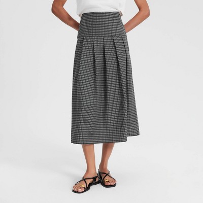 Women's Checked Pleated A-Line Skirt - A New Day™