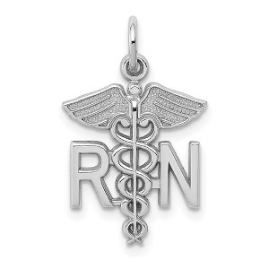Black Bow Jewelry 14k White Gold RN Caduceus Charm - 1 of 4