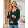 Women's Maternity Tops Casual V Neck Sweaters Puff Long Sleeve Ribbed Knit Fall Pregnancy Babydoll Pullover Sweater - image 3 of 4