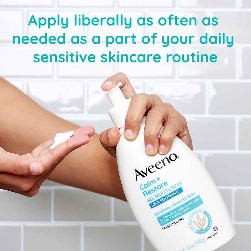 Aveeno Calm + Restore Gel Body Moisturizer Sensitive and Delicate Skin - Fragrance Free - 12oz, 6 of 11