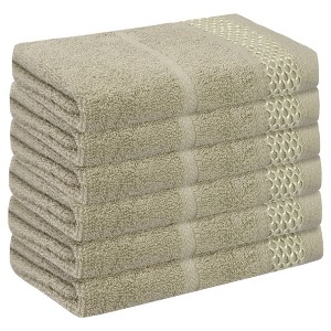 Unique Bargains Multi-Purpose Cotton Waffle Checkered Design Face Towels for Bathroom 6 Packs - 1 of 4